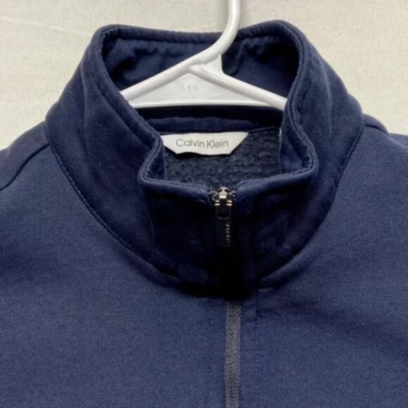 Calvin Klein Men's 1/4 Zip Small Navy Blue Black Grey Long Sleeve Pullover EUC - Picture 8 of 9